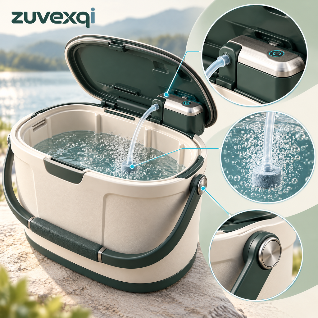 zuvexqi AeroBait Aerating Live Bait Bucket — design details