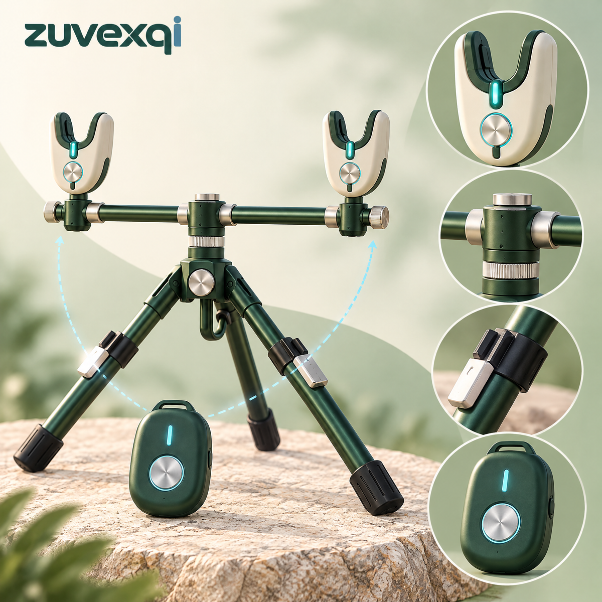 zuvexqi BiteWatch Folding Bite-Alarm Rod Stand Set — design details