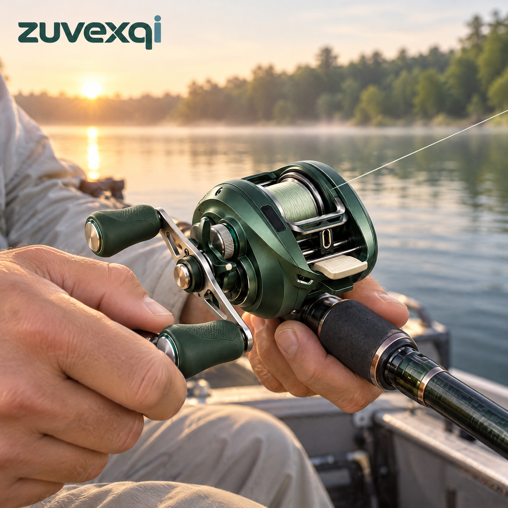 zuvexqi CastPilot Smart Baitcasting Fishing Reel — in-use setting