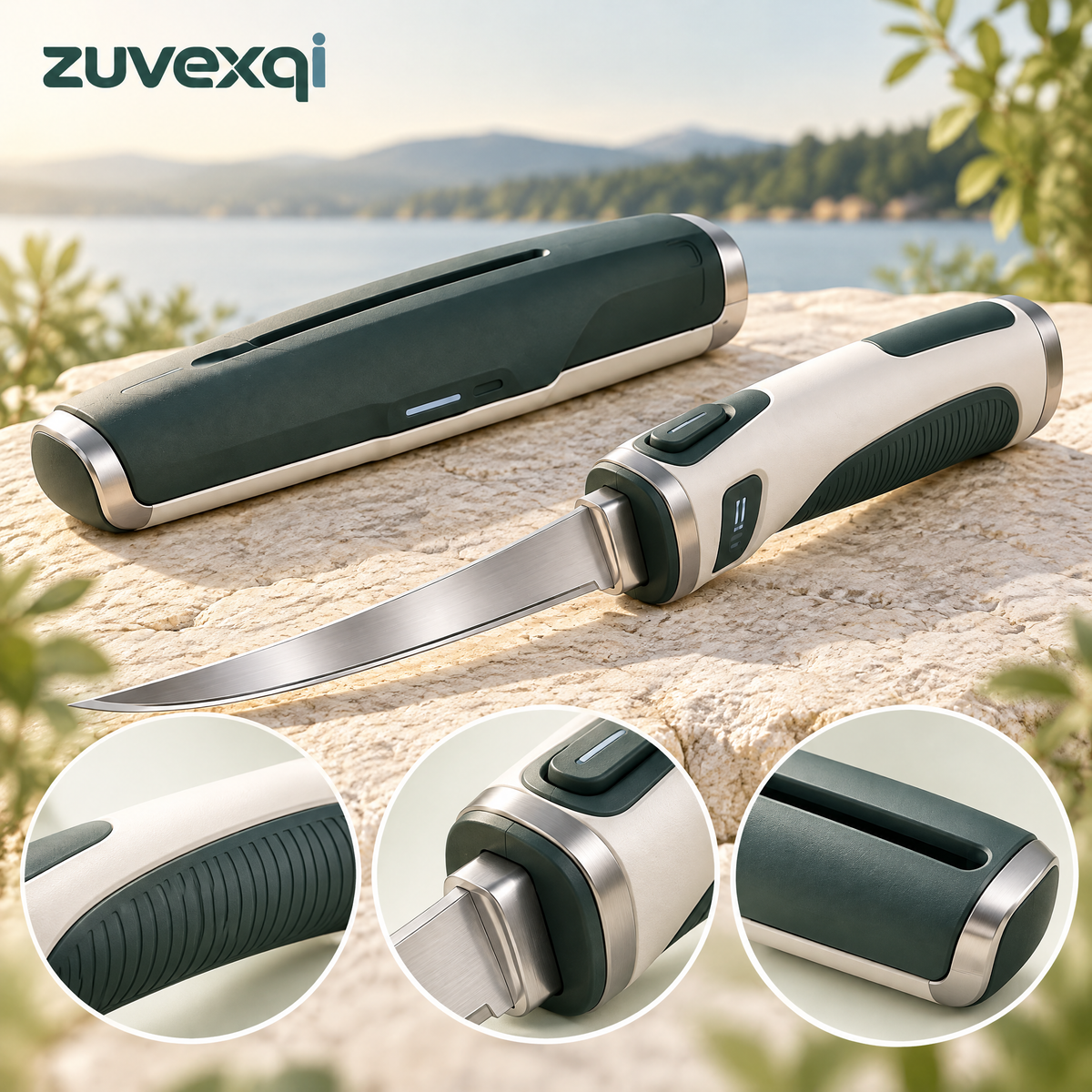 zuvexqi FilletFlow Rechargeable Electric Fillet Knife Set — design details