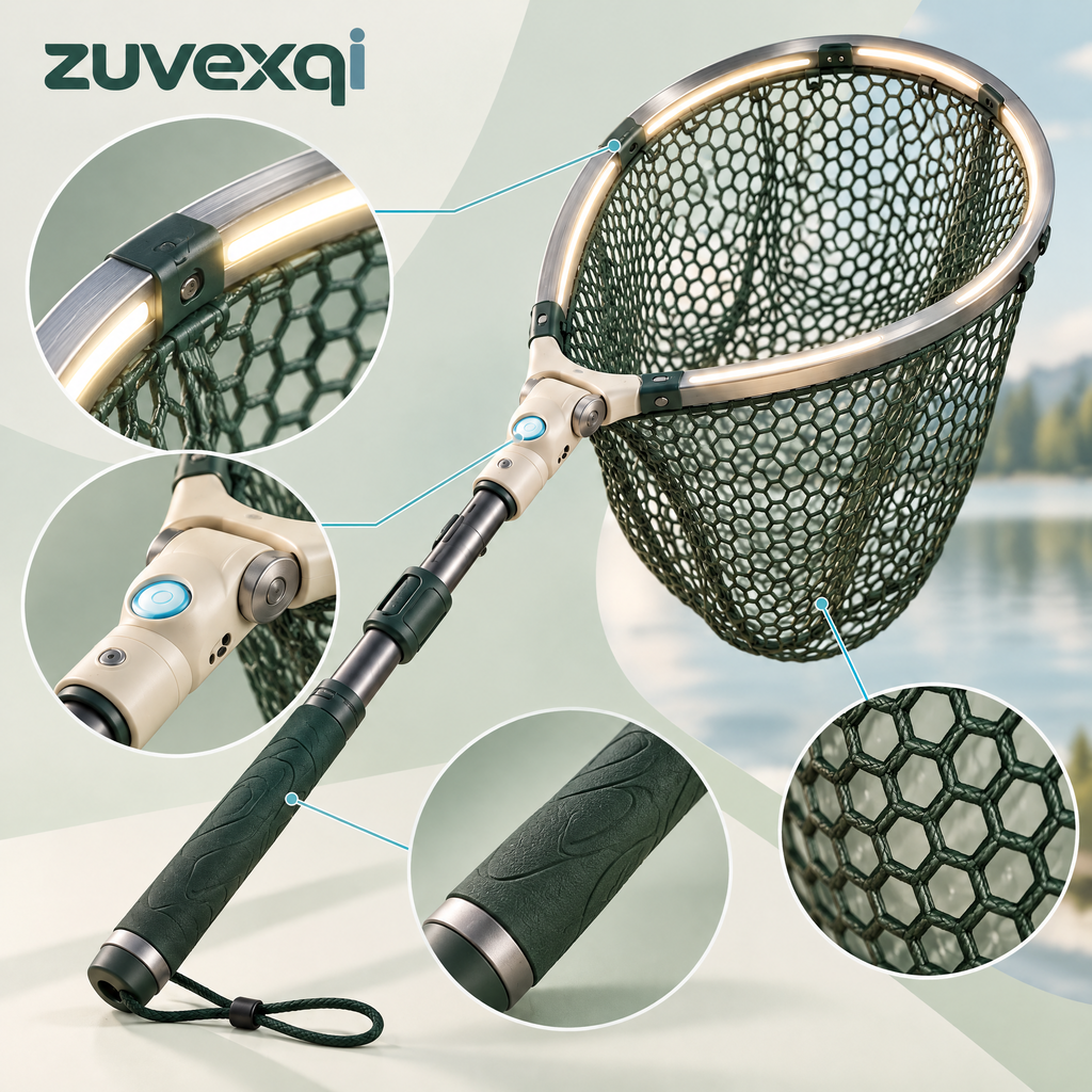 zuvexqi LumaNet Illuminated Folding Landing Net — design details