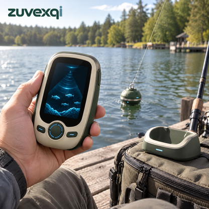 zuvexqi SonarScout Castable Sonar Fish Finder Set — in-use setting