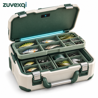 zuvexqi TackleNest Illuminated Modular Fishing Tackle Box — white background