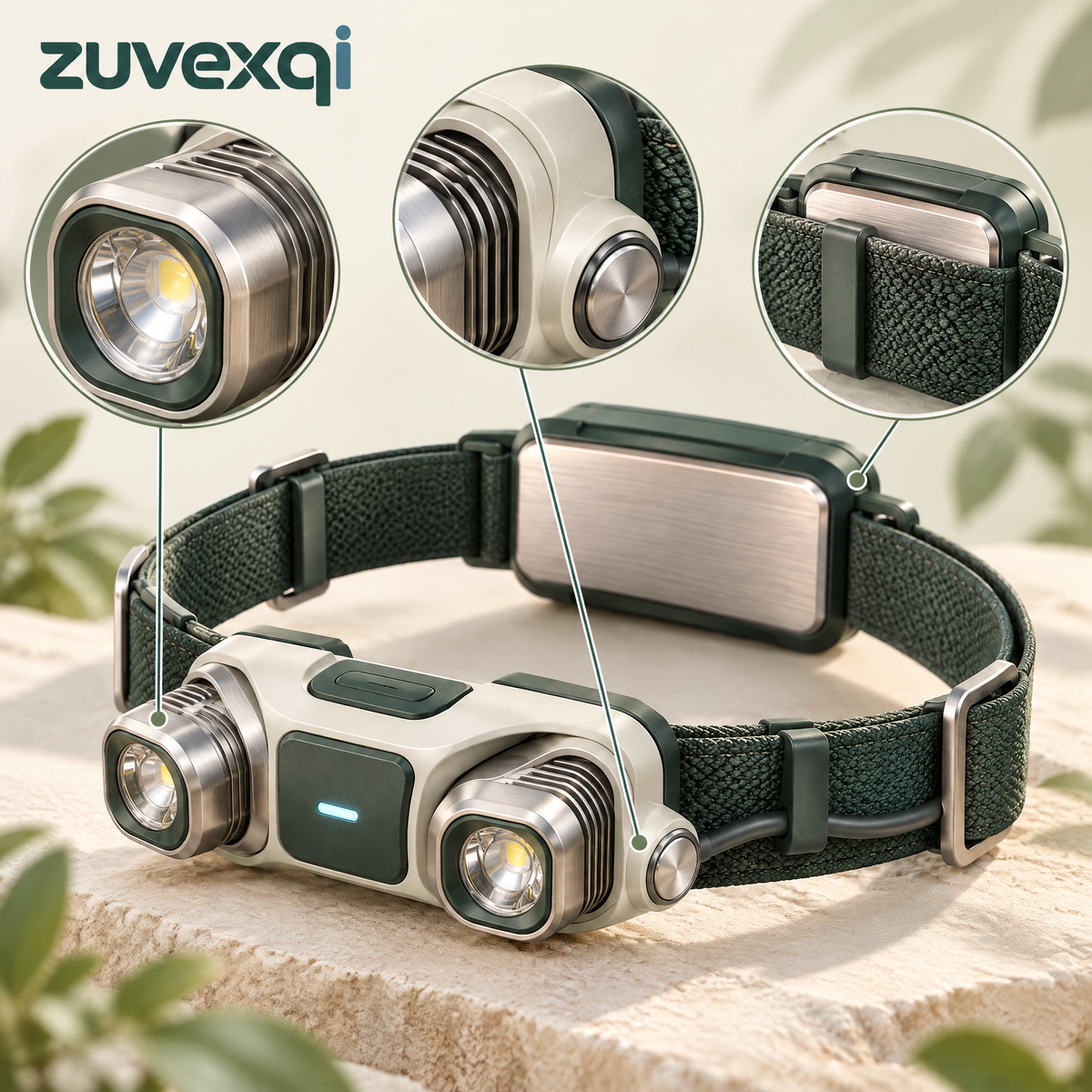 zuvexqi TrailBeam Dual-Light Fishing Headlamp — design details